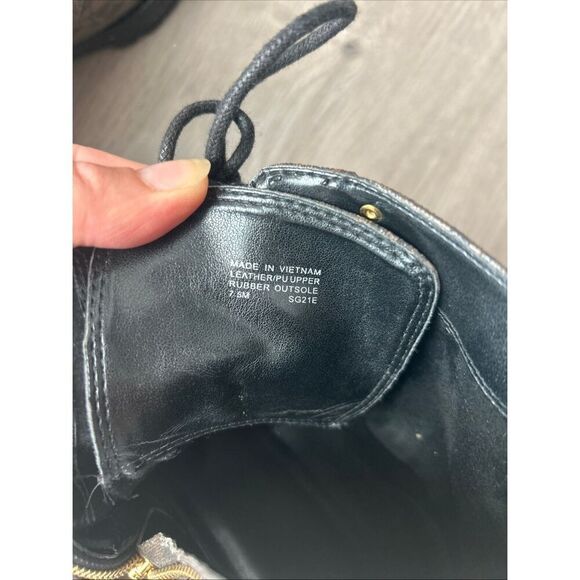 Michael Kors Women's Lace-Up Boots US7.5/24cm Leather Monogram Gold Mint - Picture 6 of 7